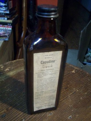 Vintage Antique Medicine Bottle Capudine Liquid Headaches And Pain,  Rare Doctor