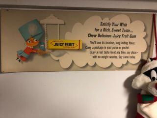 Rare Vintage1950’s Wrigley’s Gum Juicy Fruit Cardboard Advertising Sign