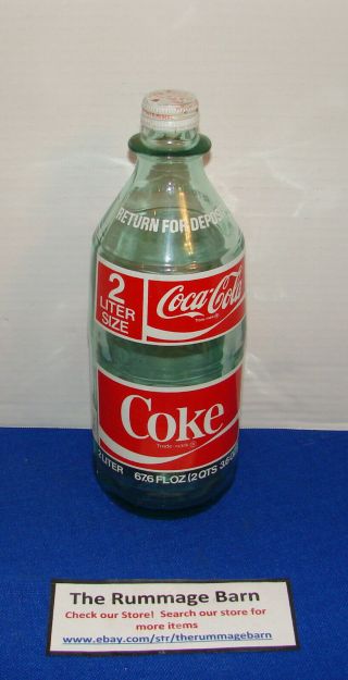 Vintage Coke Coca Cola Soda Pop Bottle - 2 Liter - 67.  6 Oz - W/ Cap Returnable