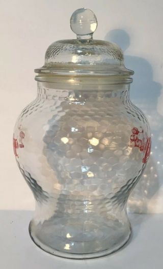 COKE Coca - Cola Canister Cookie Jar Clear Textured Glass & Lid With Gasket - Cola 3