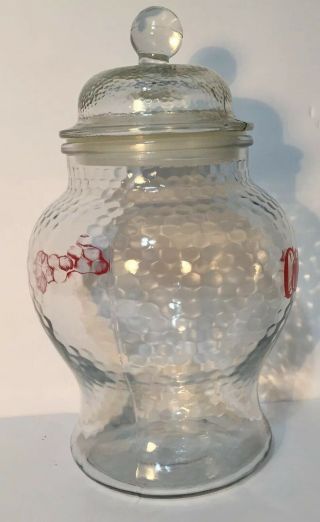 COKE Coca - Cola Canister Cookie Jar Clear Textured Glass & Lid With Gasket - Cola 5