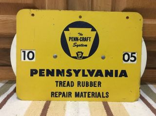 Vintage Pennsylvania Tires Garage Tin Sign Service Station Gas Oil Pa