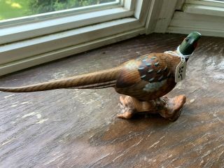 MINIATURE CARVED RINGED - NECK PHEASANT SIGNED 4