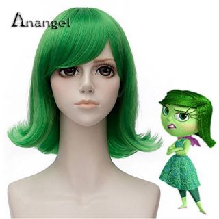 Disgust Cosplay Wig Movie Inside Out Wigs Costume Green Short Halloween Hair