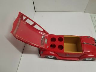 Vintage Red Volkswagen Beetle Music Box / Decanter set.  No bottle or glasses 4