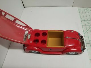 Vintage Red Volkswagen Beetle Music Box / Decanter set.  No bottle or glasses 5