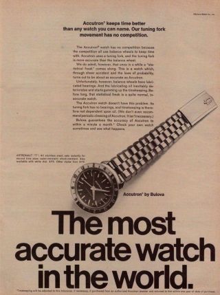1969 Accutron Bulova Astronaut T Stainless Steel Watch Vintage Photo Print Ad