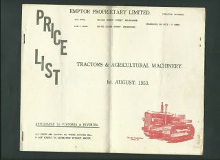 David Brown 25/30c/30d And Cropmaster Tractors Emptor 8 Page Price List 1953