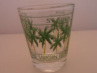 U.  S.  Virgin Islands Shotglass With Scenic Tree Picture.  Souvenir Item