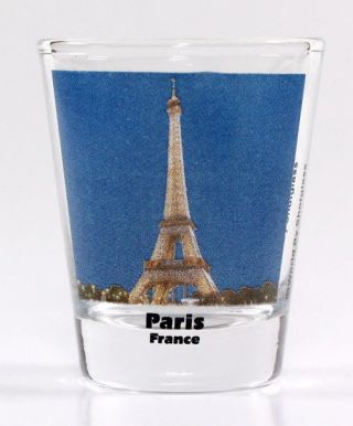 Paris France Eiffel Tower Night View Color Photo Shot Glass Shotglass