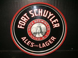 Fort Schuyler Ales & Lager Utica Brewing Co Utica Ny Tin Litho Serving Tray