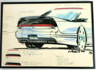 Oldsmobile Aerotech Iii Prototype Design Drawing Peter? Lawlis 1988 Concept Car