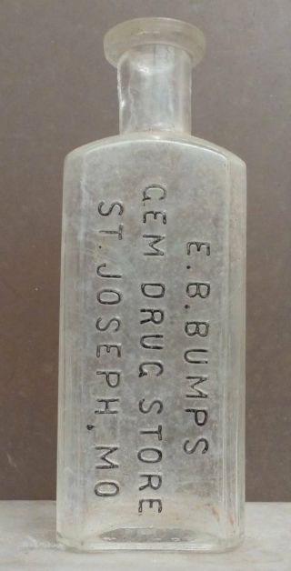 Missouri Drug Store Bottle - Bumps - Gem Drug Store - St.  Joseph - 1880s