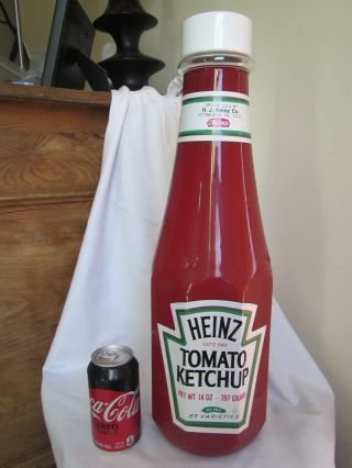 Glass Heinz Ketchup Store Display Prop Advertising 20.  75 " H Bottle W/ Lid