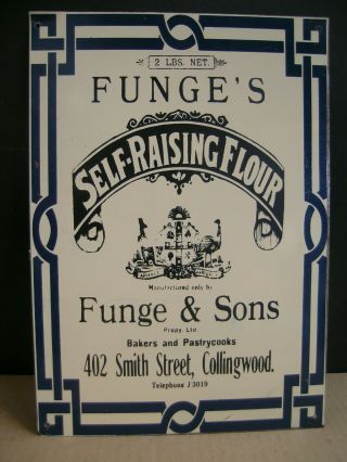 Funges Flour Collingwood Tin Sign Kitchenalia Freepost Australia