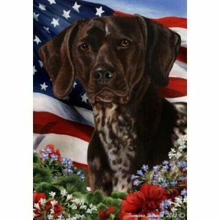 Patriotic (1) House Flag - German Shorthaired Pointer 16049