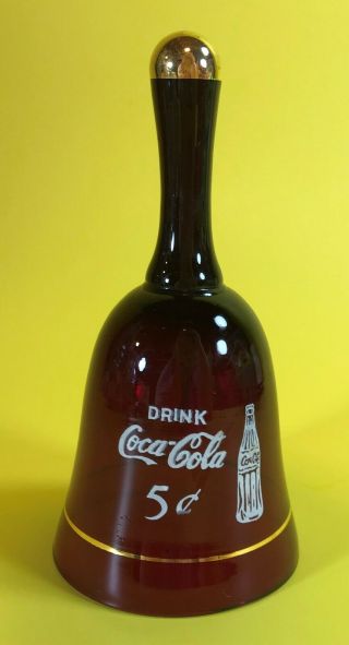Vintage Coca - Cola Soda Bottle Collectible Gold Guild Red Glass Advertising Bell