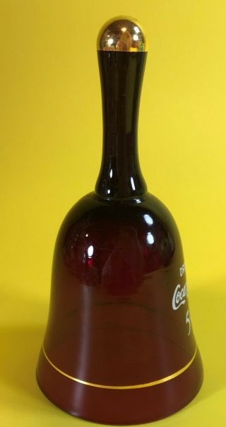VINTAGE COCA - COLA SODA BOTTLE COLLECTIBLE GOLD GUILD RED GLASS ADVERTISING BELL 5