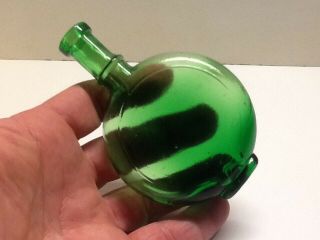 Small Antique Emerald Green Flask Type Perfume Bottle.