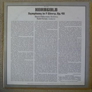 Rudolf Kempe Munich Philharmonic Korngold Symphony in F Sharp VG,  LP RCA 2