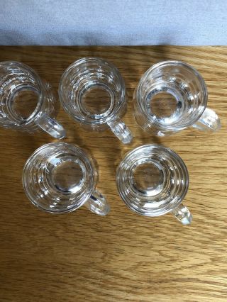 Vintage Set of 5 Federal Glass Mini Beer Mugs Shot Glass Toothpick Holder Clear 2