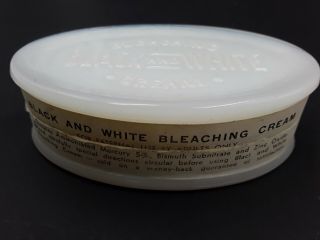 Vintage Black And White Bleaching Cream Milk Glass Jar Only With Label