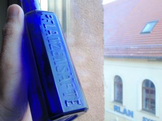Antique Cobalt Blue Medicine Bottle - Inscriptions On The Sides.