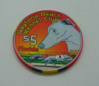Casino Chip $5 Daytona Beach Kennel Club Florida Dog Track Poker Chip