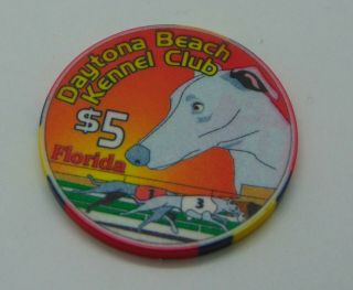 Casino Chip $5 Daytona Beach Kennel Club Florida Dog Track Poker Chip 2