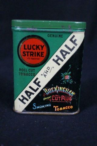 Rare Sample Size Lucky Strike Buckingham Half Half Tobacco Pocket Tin Litho Can