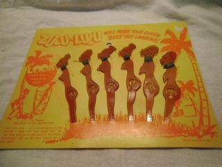 Vintage Zulu Lulu Swizzle Sticks On Display Card Black Memorabilia 1