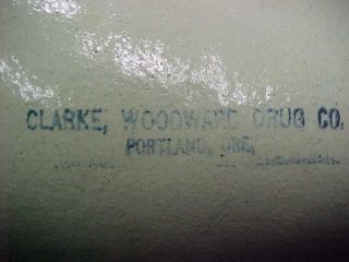Antique Stoneware Bed Warmer - Clarke Woodward Drug Co.  Portland Ore.