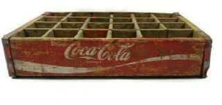 Coca Cola Coke Vintage Red Slotted Wooden Soda Pop 24 Bottle Wood Box Crate