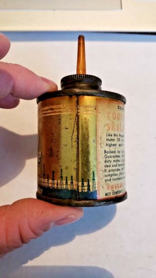 VINTAGE 1950 ' S SKELLY HOUSEHOLD OIL TIN CAN HANDY OILER 4oz. 3