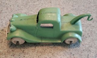 Tootsietoy Green Tow Truck White Rubber Wheels 1930s