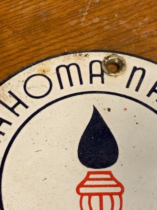 Vintage Oklahoma Natural Gas Porcelain Sign 4.  5” Very Rare Convex 2