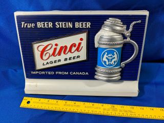 1967 Cinci Lager Beer Sign True Stein 3 - D Plastic Vtg Imported From Canada Cincy