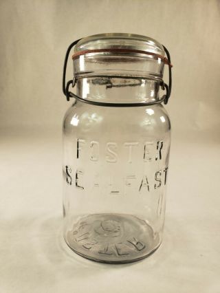 Foster Sealfast Vintage Quart Jar With Lid Clear Glass Antique Kitchen Decor