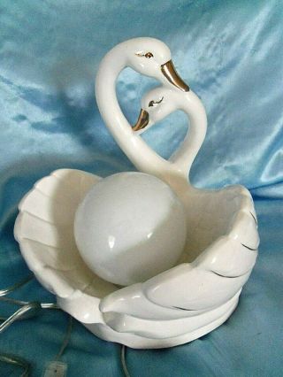 Vintage Ceramic Swan Birds Table Lamp