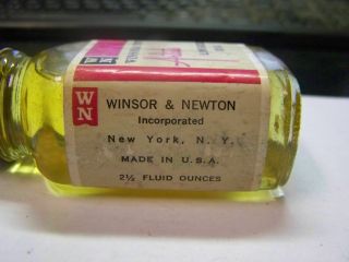 Vintage Winsor & Newton Artist Refined Linseed Oil 2 1/2 Fluid Oz Bottle D - 12 2