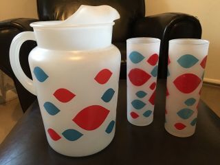 1950’s Dairy Queen Pitcher And Tall Soda Glass Set Dq