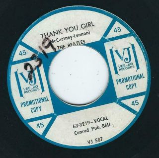 The Beatles Vee Jay 587 Do You Want To Know A Secret / Thank You Girl ♫ Promo