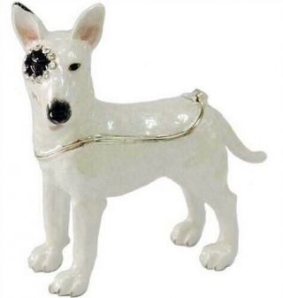 English Bull Terrier Jeweled Trinket Box With Swarovski Crystals,  By Rucinni