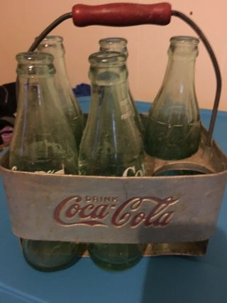 Hard To Find Circa 1950’s Coca Cola Aluminum 6pk Carrier W/3 Embossed Bottles