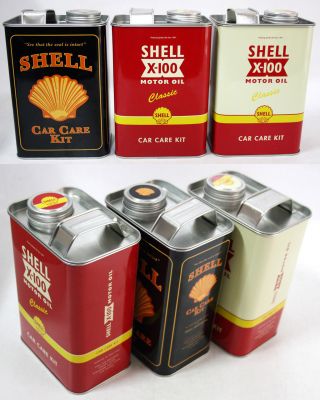 3 X Shell Car Care Kit Retro Tin Metal Box Celebrating 120 Years Rare