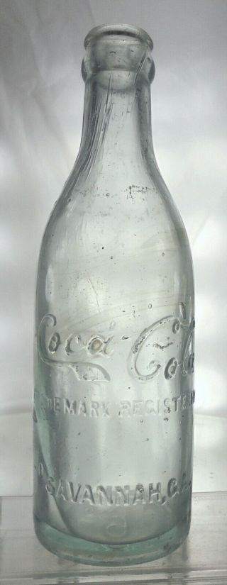 Coca Cola Savannah Georgia Antique Aqua Straight Sided Soda Bottle