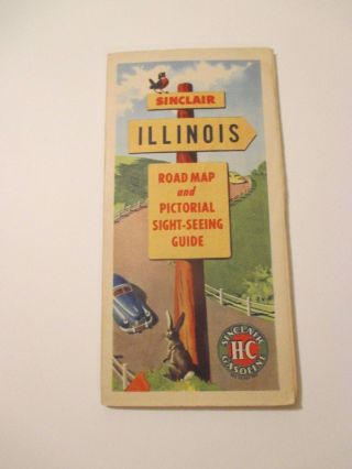 Vintage Hc Sinclair Illinois Pocket Oil Gas Service Road Map 1948 Estimate