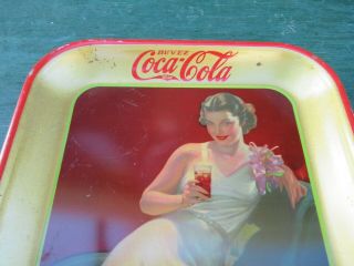 Vintage Coca Cola Tray 1937 Girl Sitting On A Sofa In 2