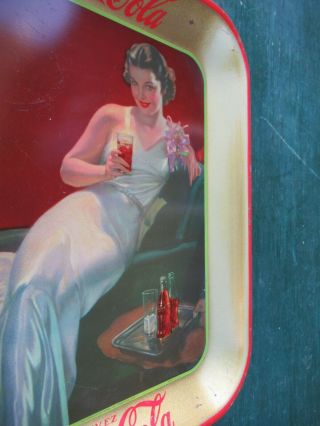 Vintage Coca Cola Tray 1937 Girl Sitting On A Sofa In 5