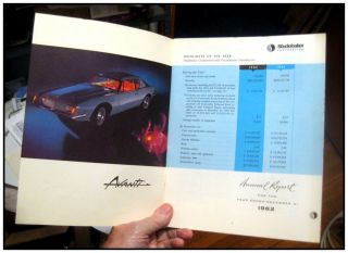 1962 Studebaker Corp Annual Report Orig 1963 Cars Avanti 20 Pages Color